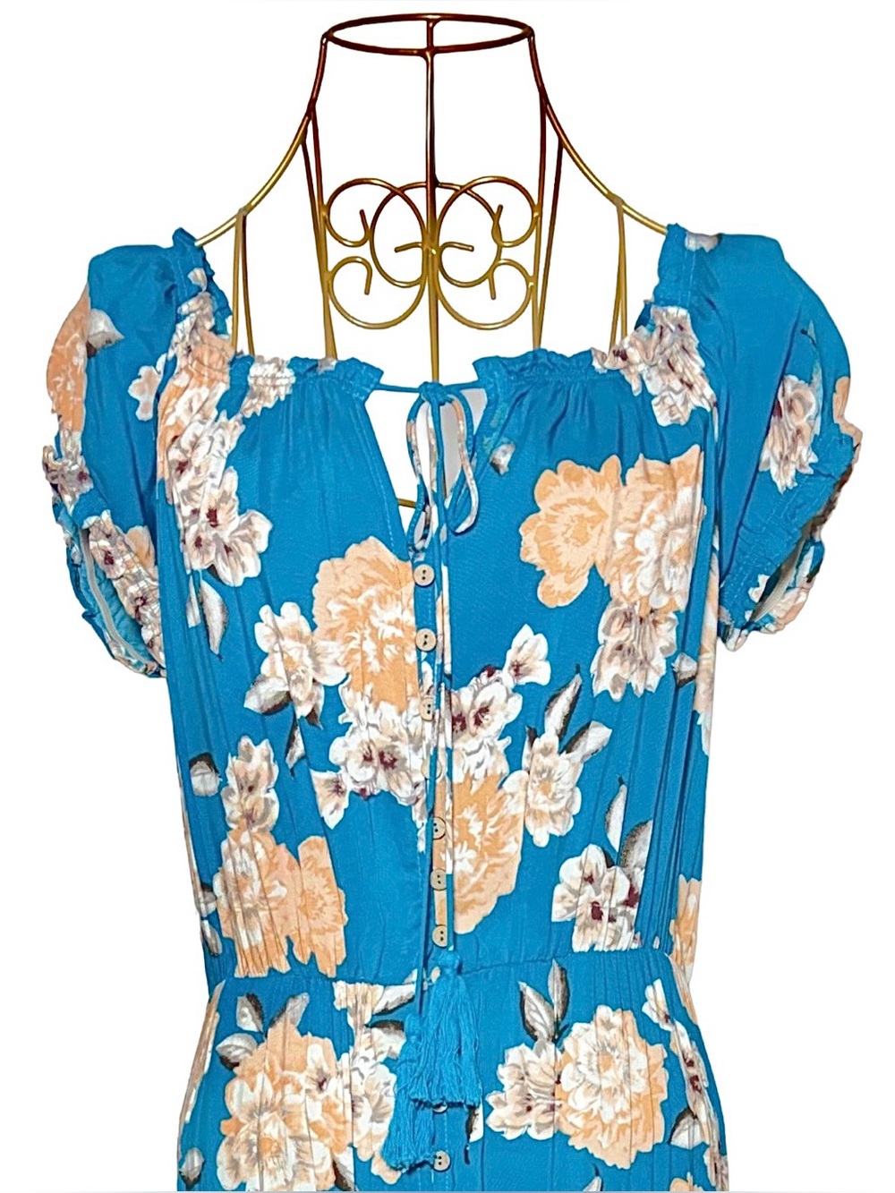 NWT Shyanne Blue Floral High-Low Midi Dress Boho Western Cottagecore Dress, L - Picture 6 of 13